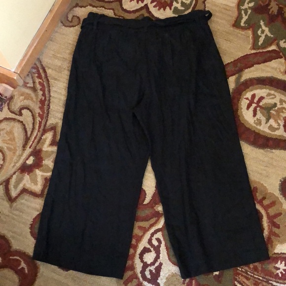 J JILL Size Large LINEN Stretch
BLACK Tie belt Paperbag Flat Front 
$129 NEW - Picture 2 of 12